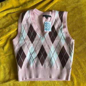 Pink and brown sweater vest